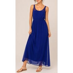 Club Monaco Sleeveless Chiffon Maxi Dress Size 00 Royal Blue Coastal Cocktail
